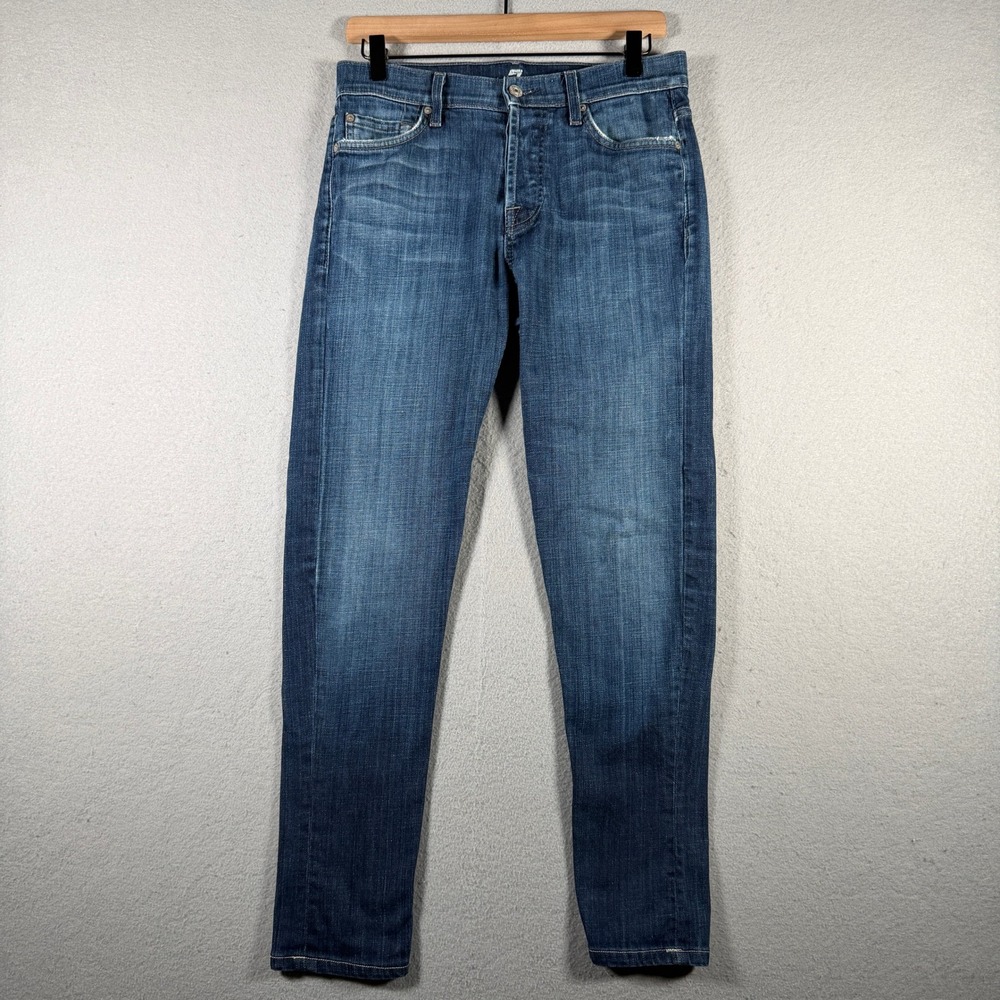 7 For All Mankind Standard Straight Leg Jeans Blue Medium Wash Mens 30x28